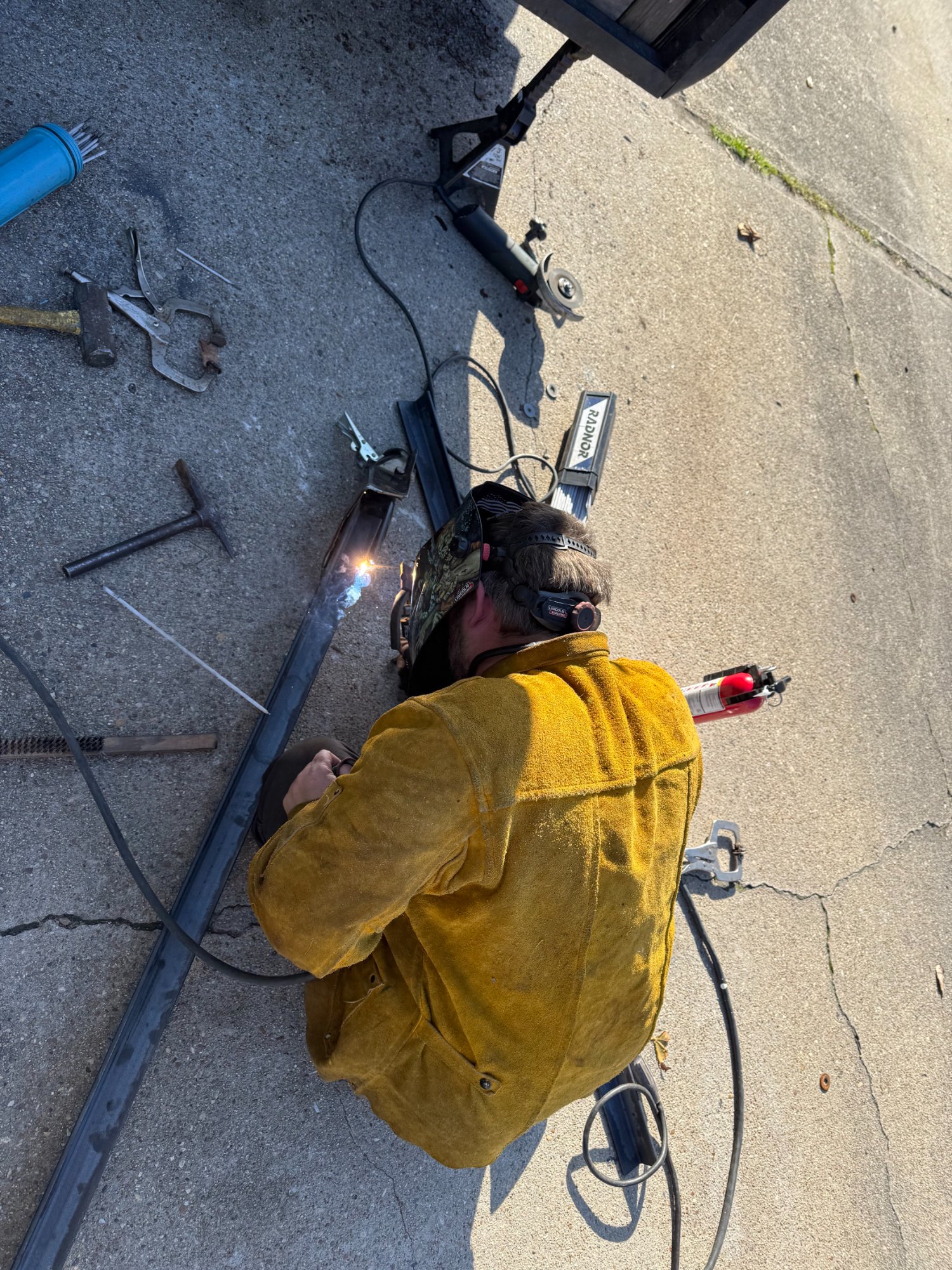 Welding steel frame on site — mobile welding service Norfolk VA